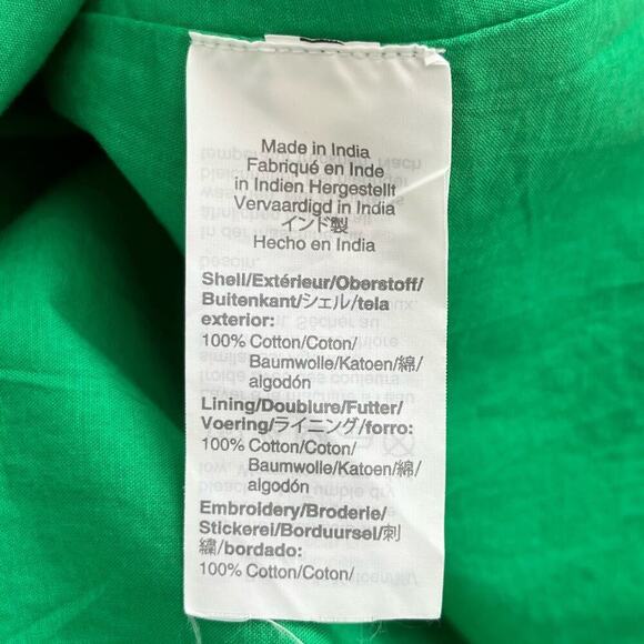 J.Crew Eyelet Collared Tie-Front Shirt Dress in Green 100% Cotton, Size XS - Picture 11 of 12